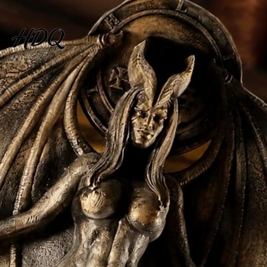 Demoness Collectible Statue Female Demon Resin Figurine, Gothic Succubus for Halloween, Ornament Winged Tabletop Decoration Home Office Retro Decor