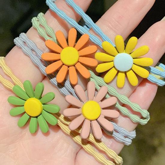Hair Ring Washable Eye-catching Resin 3D Flower Elastic Hair Ties for Kids