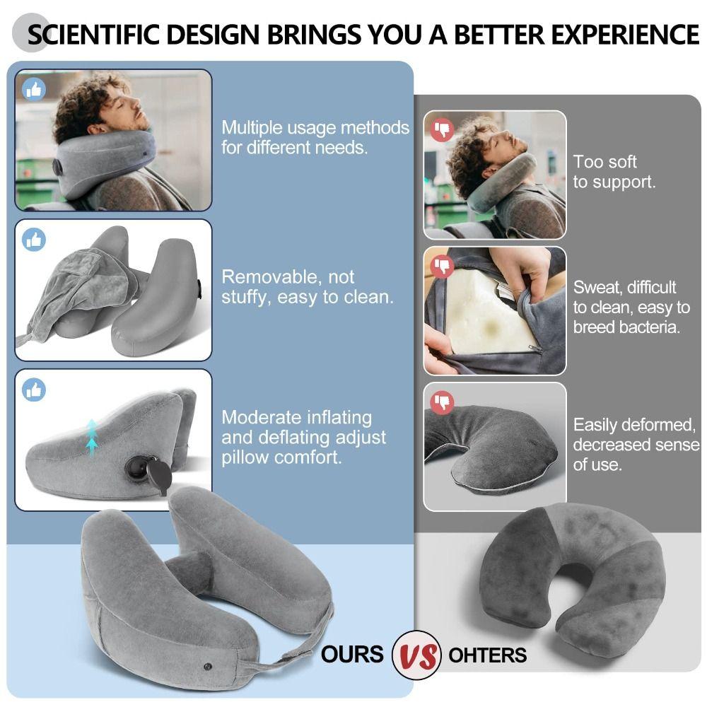 Comfortable Neck Pillow H-shaped Neck Cushion Portable Inflatable Travel Pillow  Outdoor