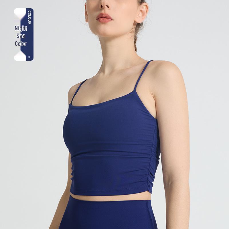 

Телесный Модный Сборчатый Спортивный Бюстгальтер с U-образной Спиной - Европейский и Американский Стиль Майка для Йоги и Фитнеса M