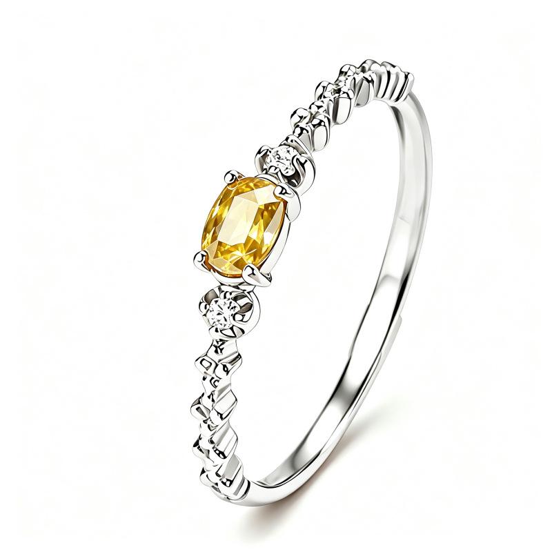 Twelve Zodiac S925 Sterling Silver Adjustable Ring with Colorful Gemstones for Women
