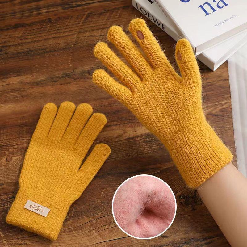 Unisex Winter Wool Knitted Gloves - Warm, Thick, Cold-Proof, Touchscreen Compatible for Cycling and Outdoor Activities