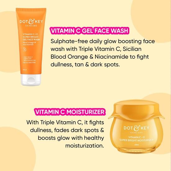 Dot & Key Vitamine C Daily Glow Booster Skincare Combo (Hydratant à la vitamine C 60 ml et nettoyant visage à la vitamine C)| Pour tous types de peau | Pour femmes et hommes