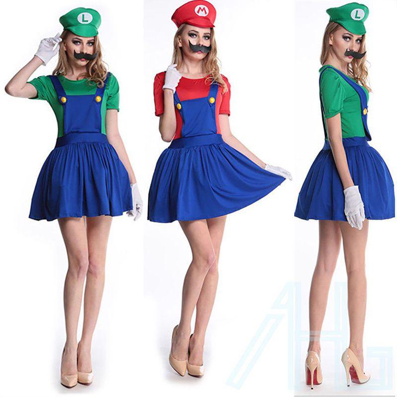 Women's Super Mario Bros Luigi Costume With Breathable Spandex And Exquisite Workmanship