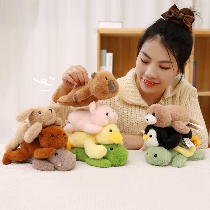 Flat Series Lying Turtle Pig Duck Animal Plush Toy Stuffed Doll Gift Decoration