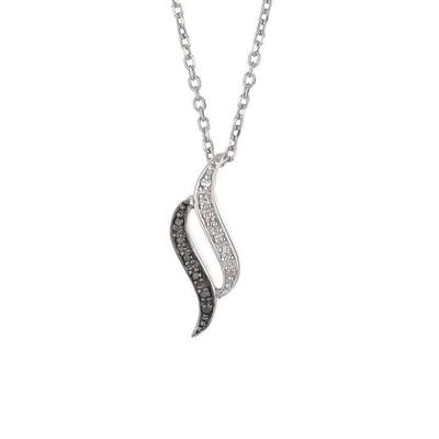 Necklace - LOVA LOLA VAN DER KEEN - 925 Sterling Silver - Black and White Zirconium Oxide - 42 Cm - Women