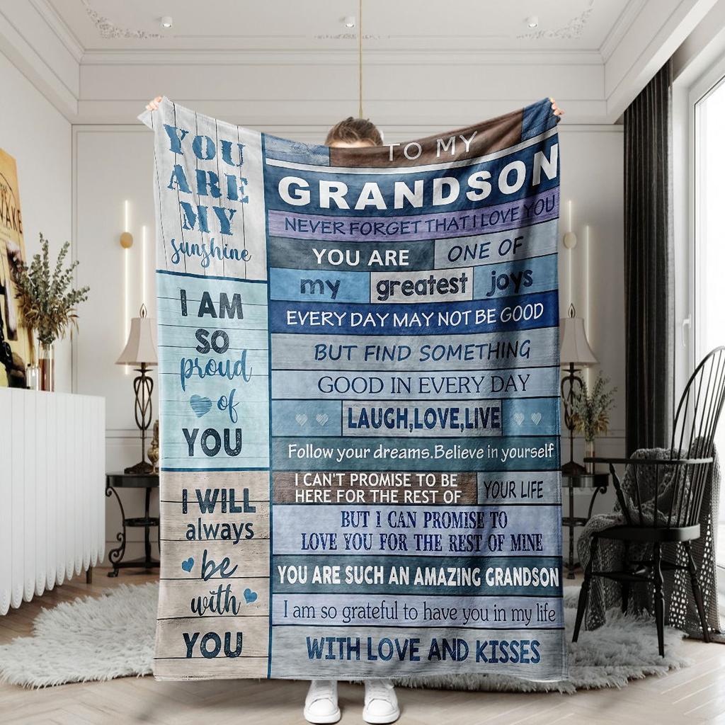 Family Message digital-printed polyester Bedroom velvet flannel soft sofa cover blanket Fleece soft sofa cover blankets for beds