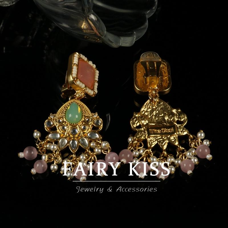 

Exquisite Rhinestone Inlaid with Zircon Water Droplets Pink Real Gold Jewelry Multi-layer Necklace