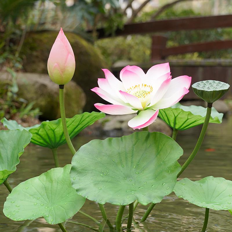 Artificial Lotus Leaf Pond Scenery Props with Stem for Stage and Landscape Photography