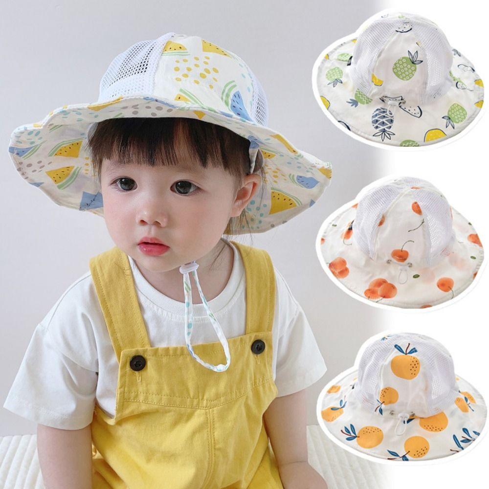 Thin Children Sun Hat Fruit Print Sun Protection Hat UV Protection Bucket Hat  Beach Travel