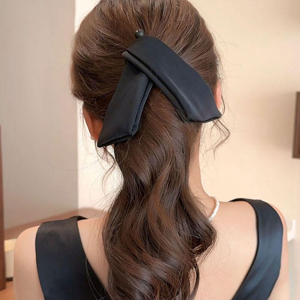 Korean Style Cloth Banana Clip Hairpin Bowknot Hair Clip Fashion Vertical Clip Women