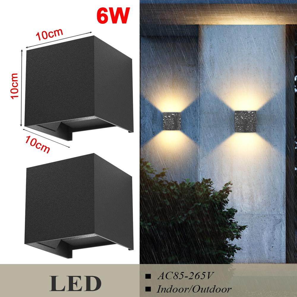 2Pcs LED Wall Light Waterproof Wall Light 6W 12W Outdoor Garden Light AC85-265V Indoor Wall Light Living Room Home Stair Surface Porch Light