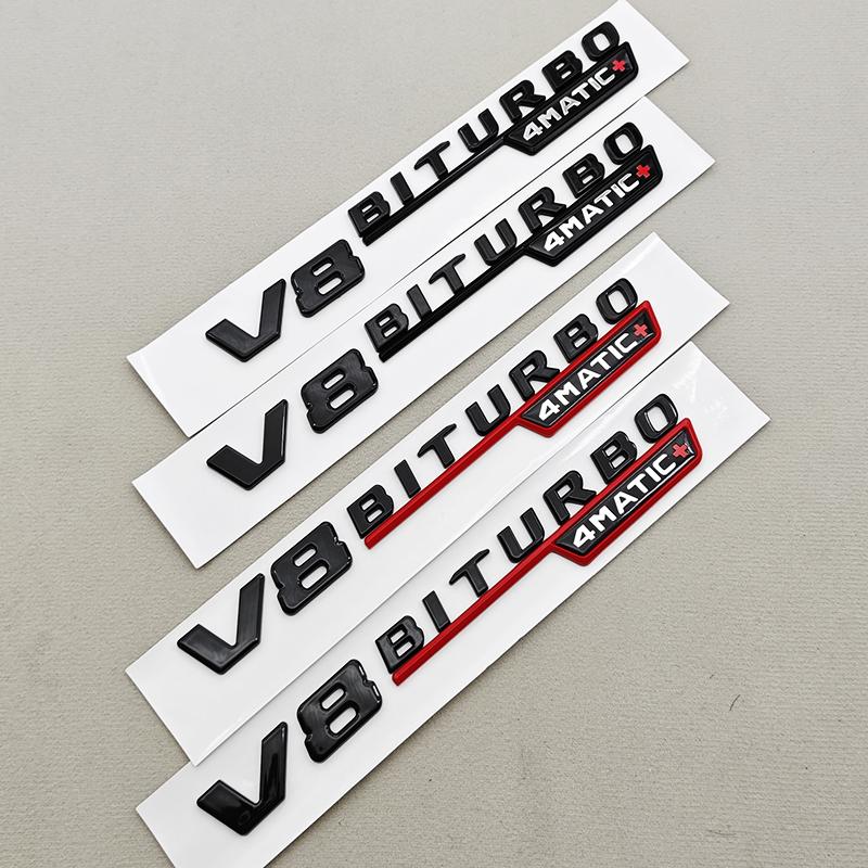 3D ABS Black Car Letters Logo E63S E63 V8BITURBO 4MATIC Fender Side Badge Rear Trunk Emblem Decals For Mercedes Benz AMG E63 S
