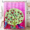 Adorable Fruit Printed Shower Curtains With Bible Verse Modern Red Apple Design For Bathroom Decorations Easy Installation (Whit