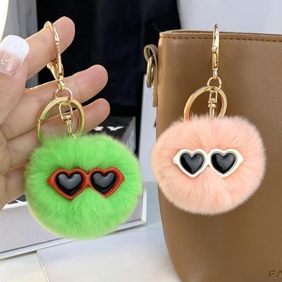 Corea carino vero rex coniglio palla di pelo portachiavi auto ciondolo palla di peluche ornamenti regalo di compleanno.