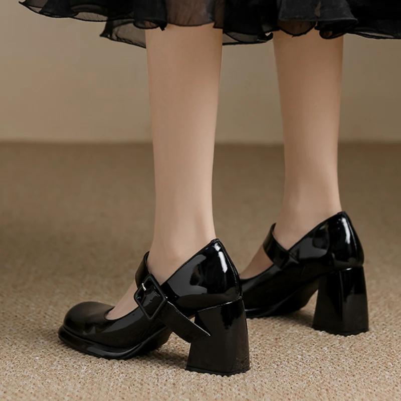 Fashion 2024 Ladies Shoes Mary Janes Women's High Heels Summer Dress Pumps Women Solid Buckle Strap Heels Shoes Ladies Zapatos De Mujer