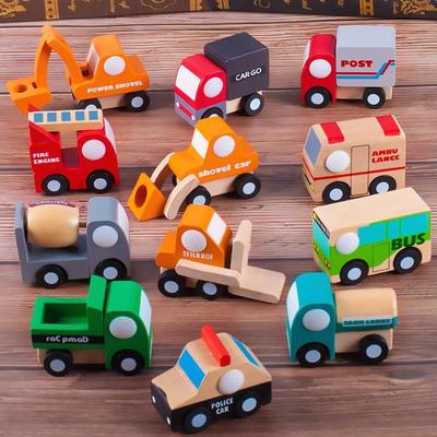 12 Set Wooden Engineering Car Model Toys