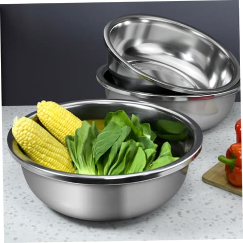 SEWOART 2-Piece Stainless Steel Wash Basin, Large Capacity, Flat Bottom, Washing Bowl for Vegetables, Rice, Fruits, Home Kitchen Accessories, Stackabl