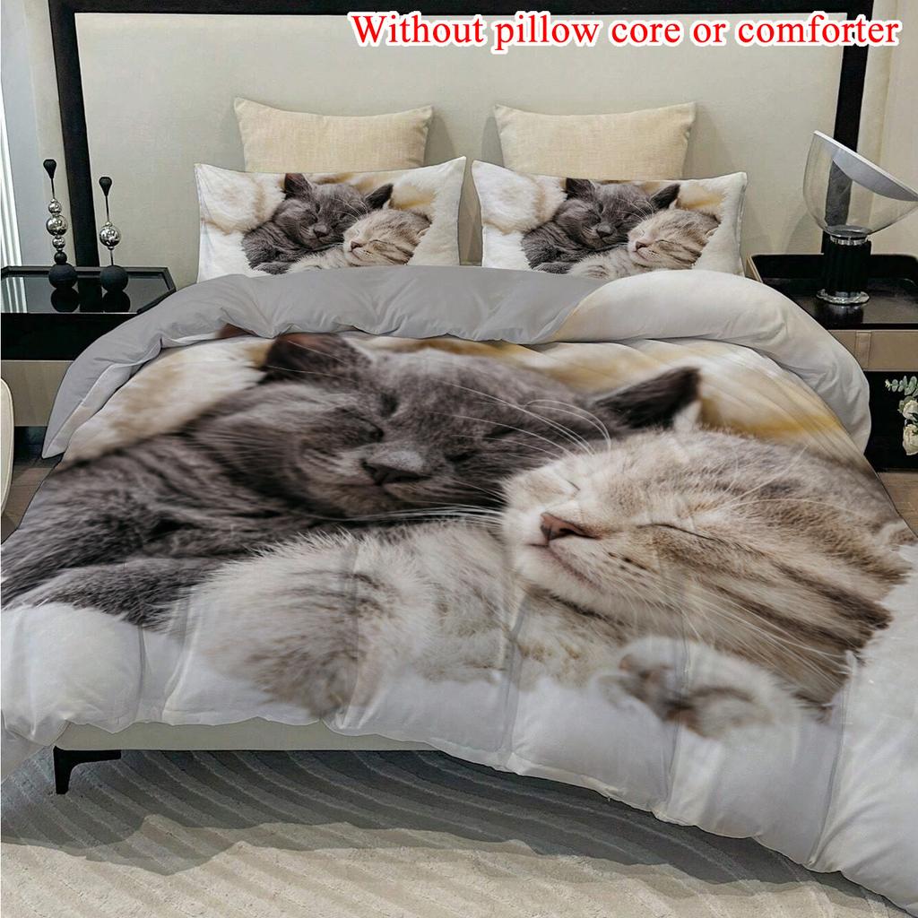 Pet Cat Three-Piece Quilt Cover 3D Digital Printing Bedding Set Bed Cover Home Textile