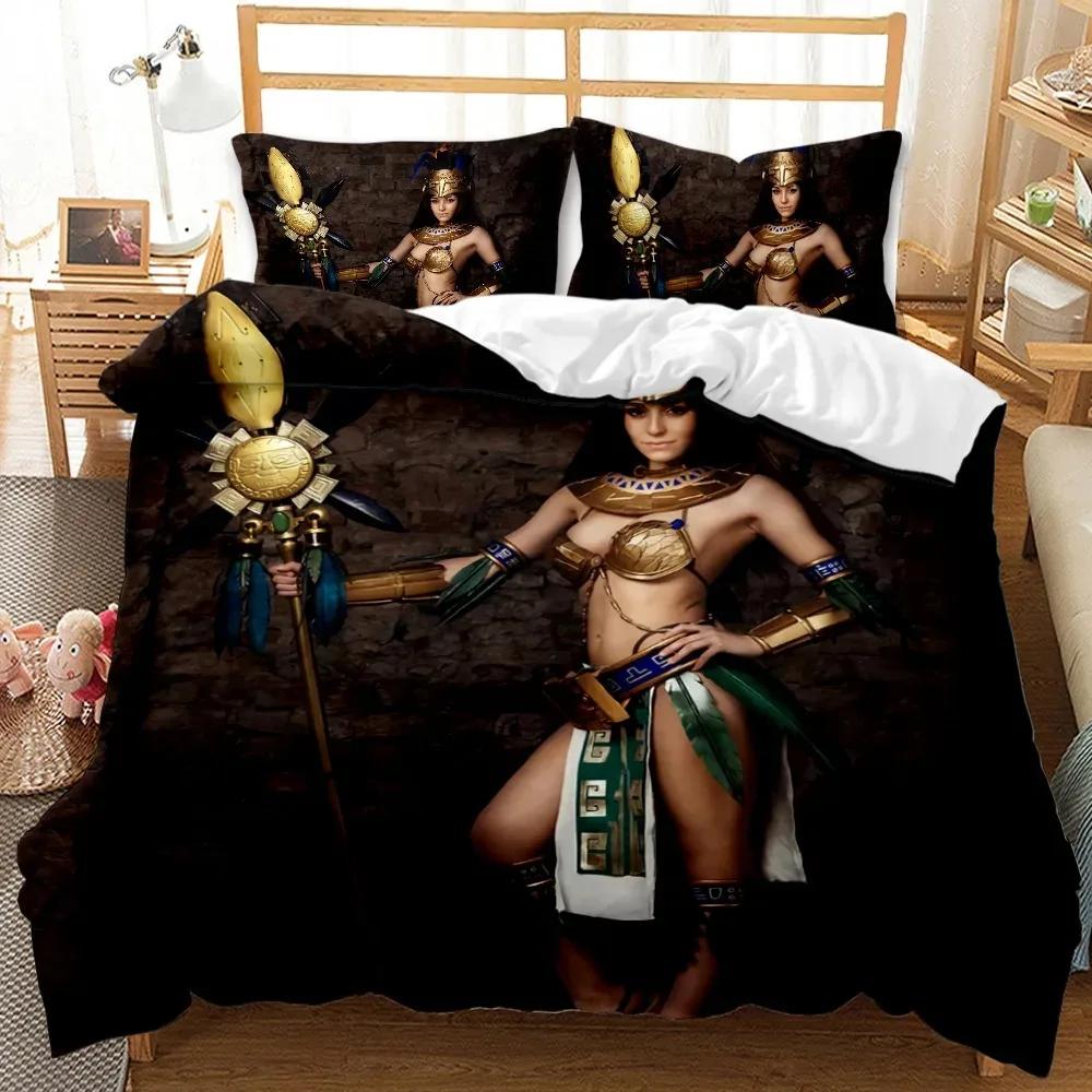 Woman Warrior Bedding Set,Girl Armor Arrow Exotic Style War Theme Kids Teens Adults Comforter Cover King Polyester Duvet Cover