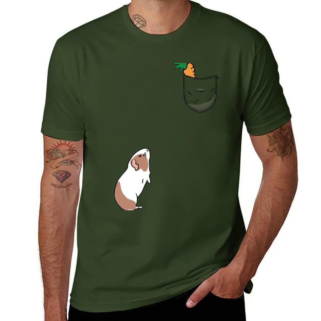 New Carrot In My Pocket For Guinea Pig T-Shirt Anime T-shirt Black T Shirt Sweat Shirts Heavyweight T Shirts for Men