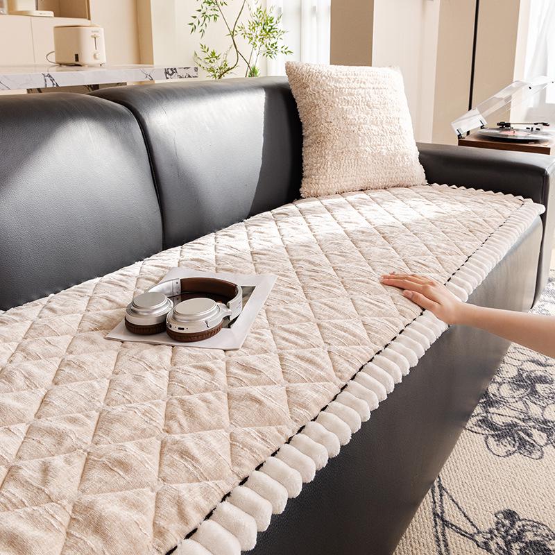 Nordic Plush Winter Sofa Cushion - Thickened, Non-Slip, Rectangular Bun Design.