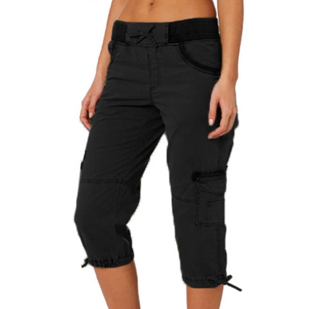 Kalhoty s mnoha kapsami Outdoor Y2k Kapsáče Dámské Streetwear Sportovní Zkrácené Kalhoty Kombinézy Tenké Volné Kapsáčové Šortky Pantalones