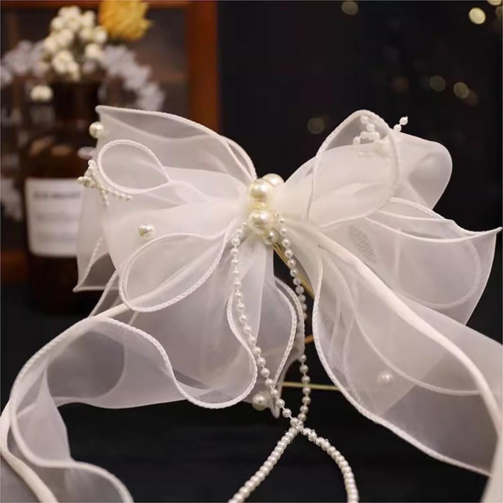 Barrettes Bridal Ribbon Bow Hairpin Light Luxury Wedding Headdress Bridal Headwear Take Photos