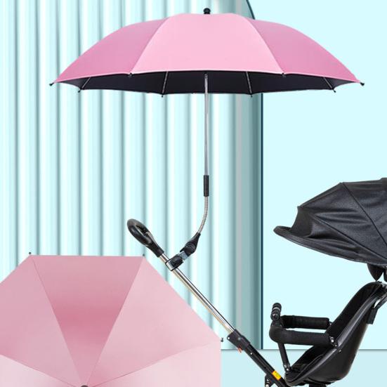 Baby Stroller Umbrella with Clamp UPF 50+ Sun UV Protection Adjustable Waterproof Windproof Universal Outdoor UV Blocking Pram Parasol