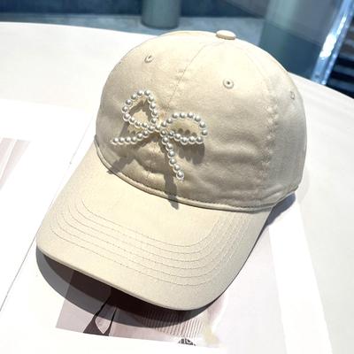 Delicate Baseball Hat Hat for Girls Women Pearl Bow Casual Hat for Sports Gym Mountain Camping Hat Outdoor Activity