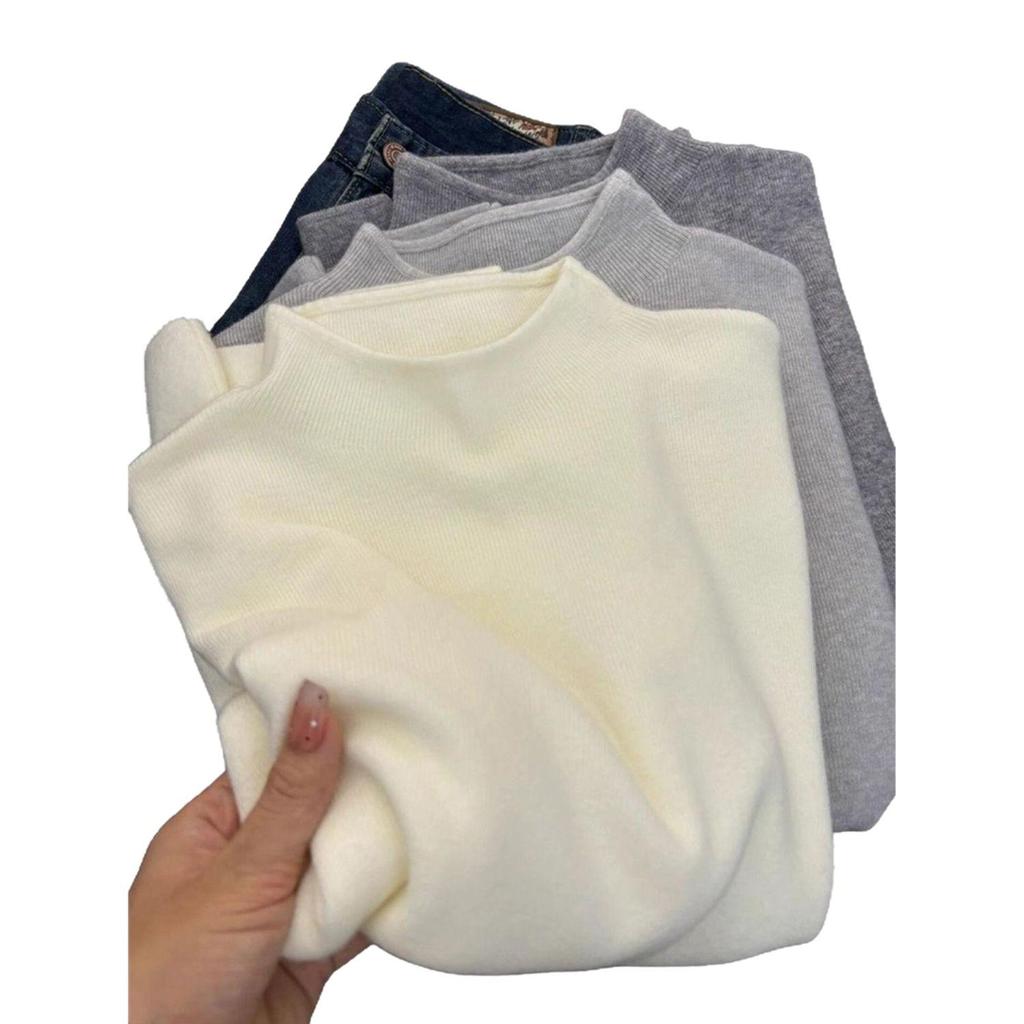 Women's Soft High-Neck Knit Sweater – Cozy Autumn/Winter Base Layer
