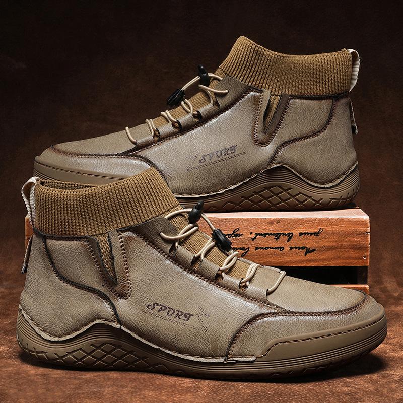 Split Leather Men Boots Hand Made Winter Ankle Boots With Fur Plus Size 38-46 Leisure Sneakers For Male Hombres Botas