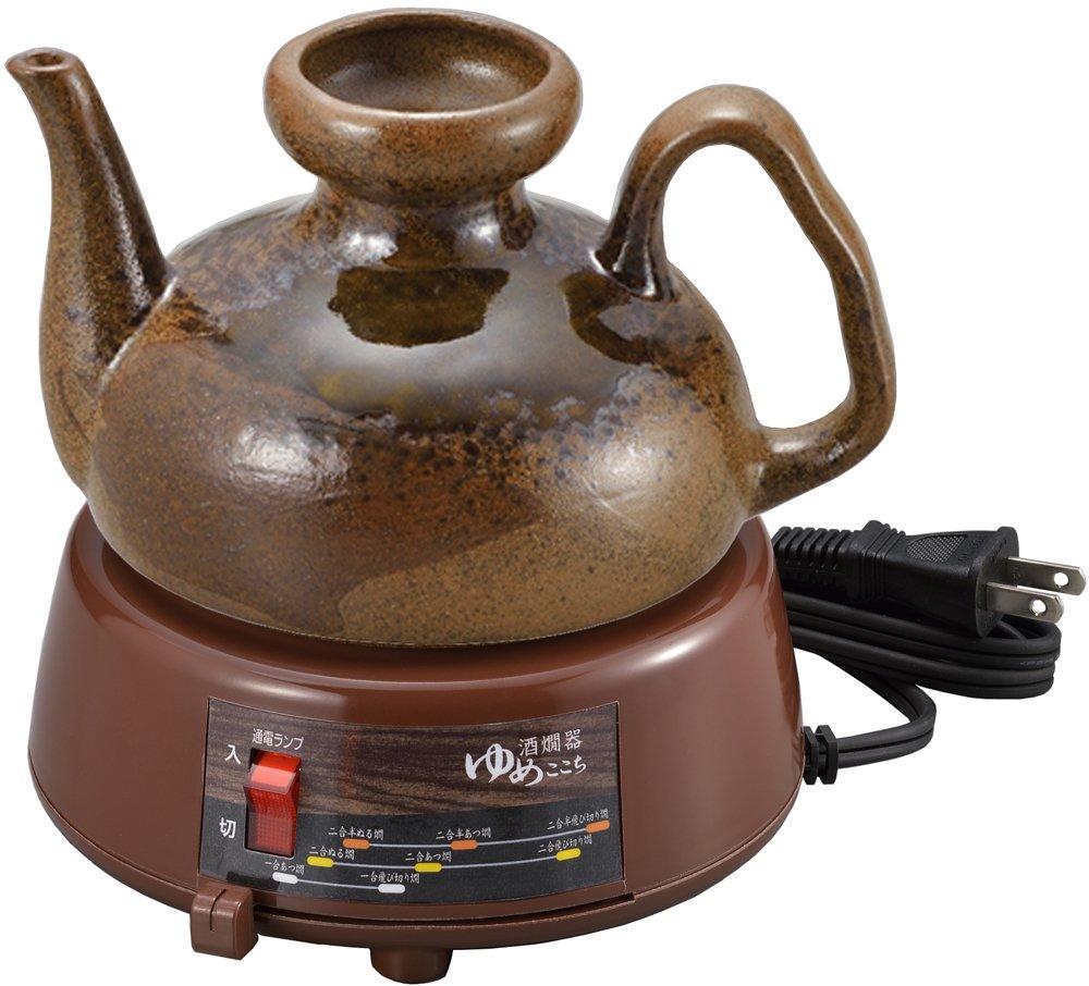 Maruyama Giken Yumekokochi Electric Sake Warmer, 2.5 go capacity, Brown, YDS-25C. (Sake warmer, sake cup, Japanese sake, hot sake, ceramic, Mino ware,
