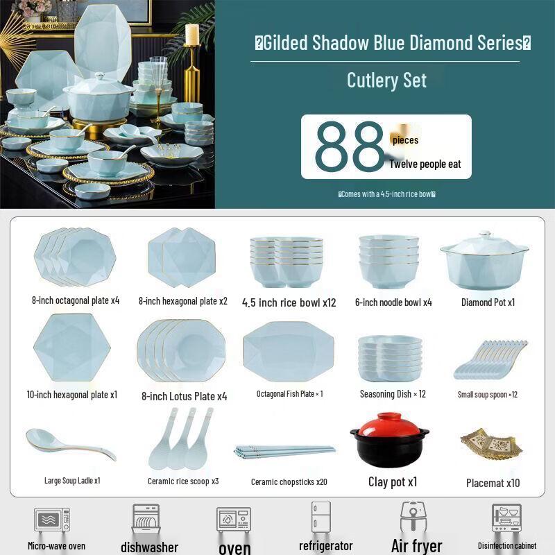 Nordic Luxury Hand-Painted Underglaze Ceramic Dinnerware Set