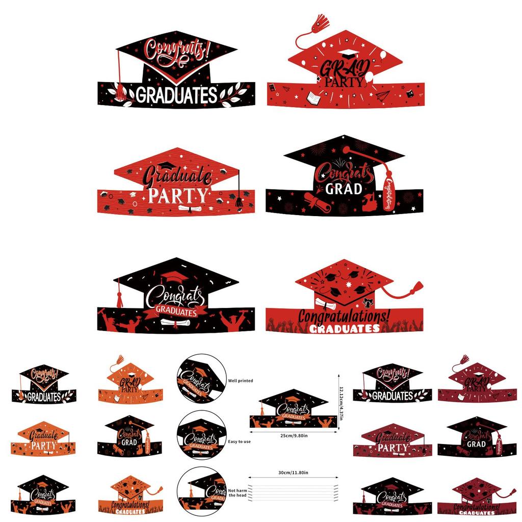 Graduation Party Paper Cap With Colorful Design For Photo Booths And Decorations