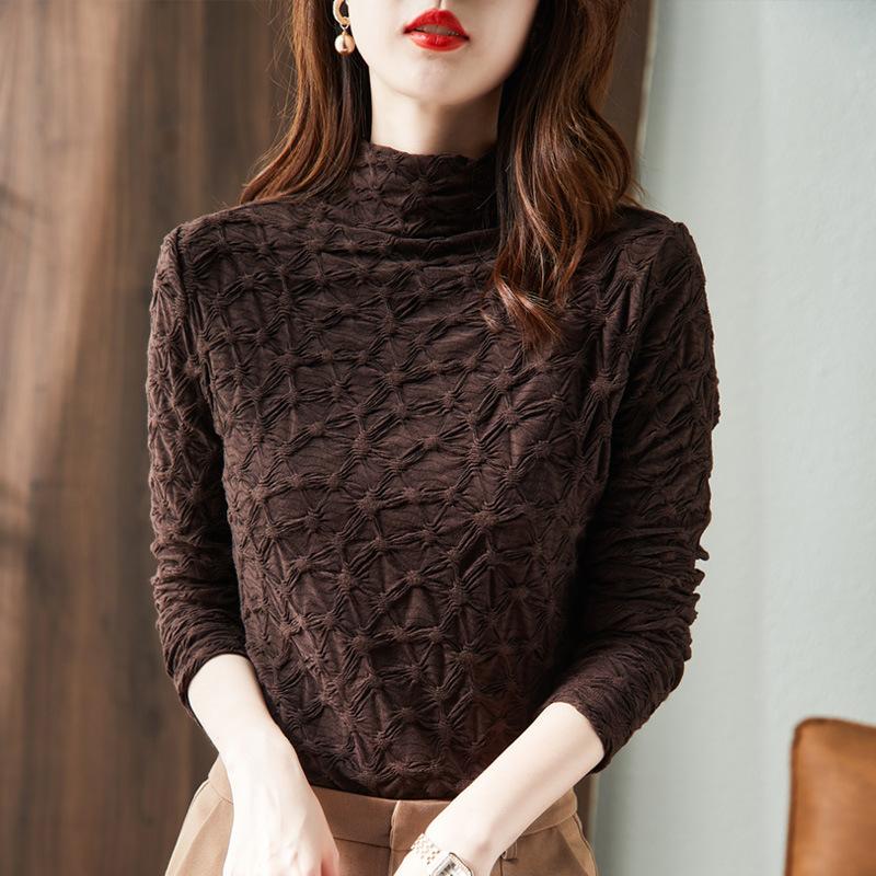 Lace Base Shirt for Women In Spring, Autumn and Winter New Half-turtleneck Fashionable Versatile Shirt Underwear