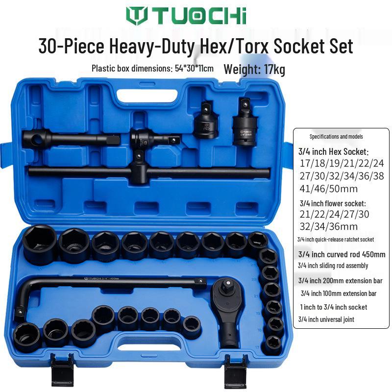 30-Piece Heavy Duty Socket Wrench Set: Hex Star Auto Repair & Maintenance Tools