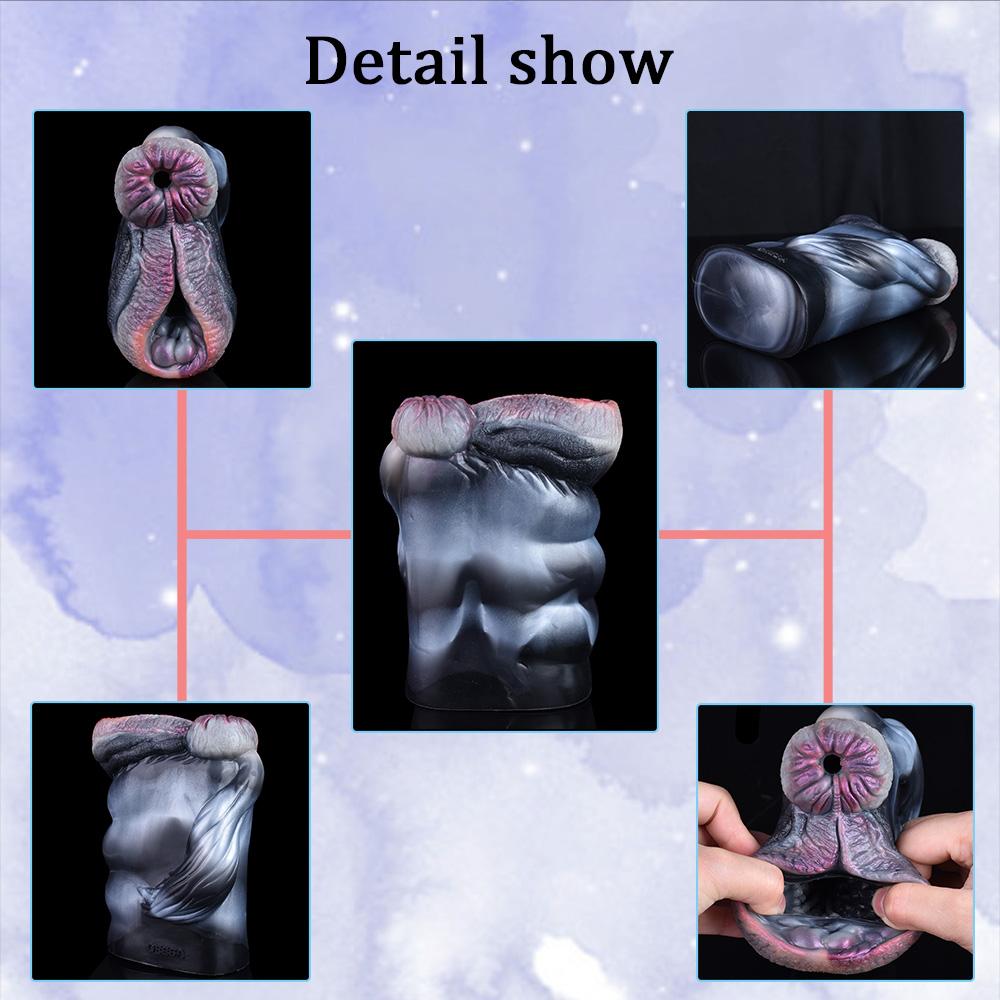 Dual Channel Animal Horse Masturbation Cup Soft Silicone Male Masturbator Realistic Vagina Prostate Massage Adult Sex Toy
