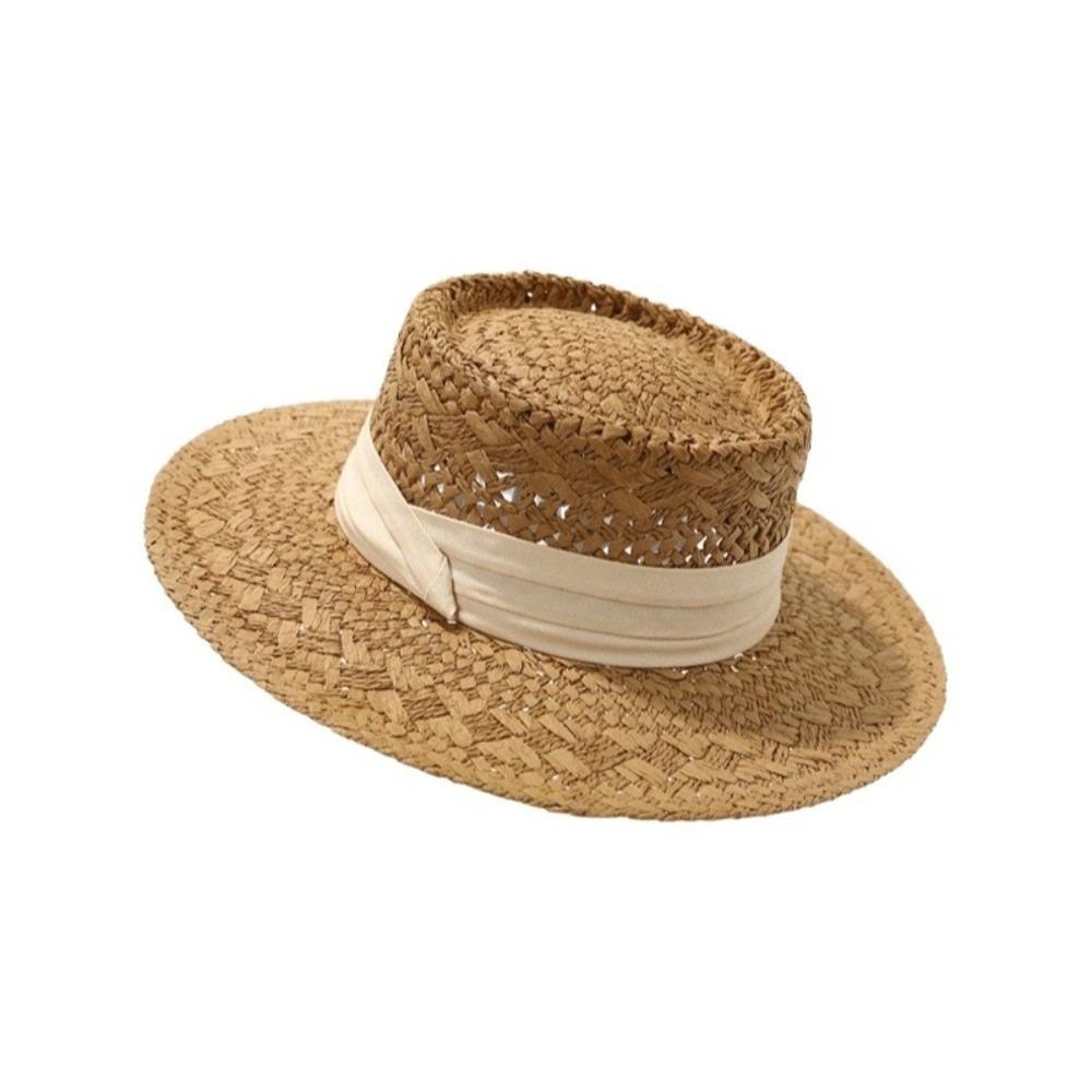 Wide Brim Western Cowboy Hat Sunscreen Visor Cap Fashion Hollow Straw Hat  Vacation