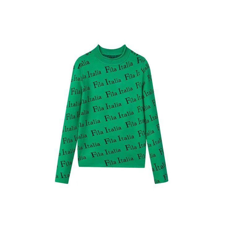 Fila Casual Warm Knitted Sweater Women Sweater Dark-Tea-Green F11W144407F-GN