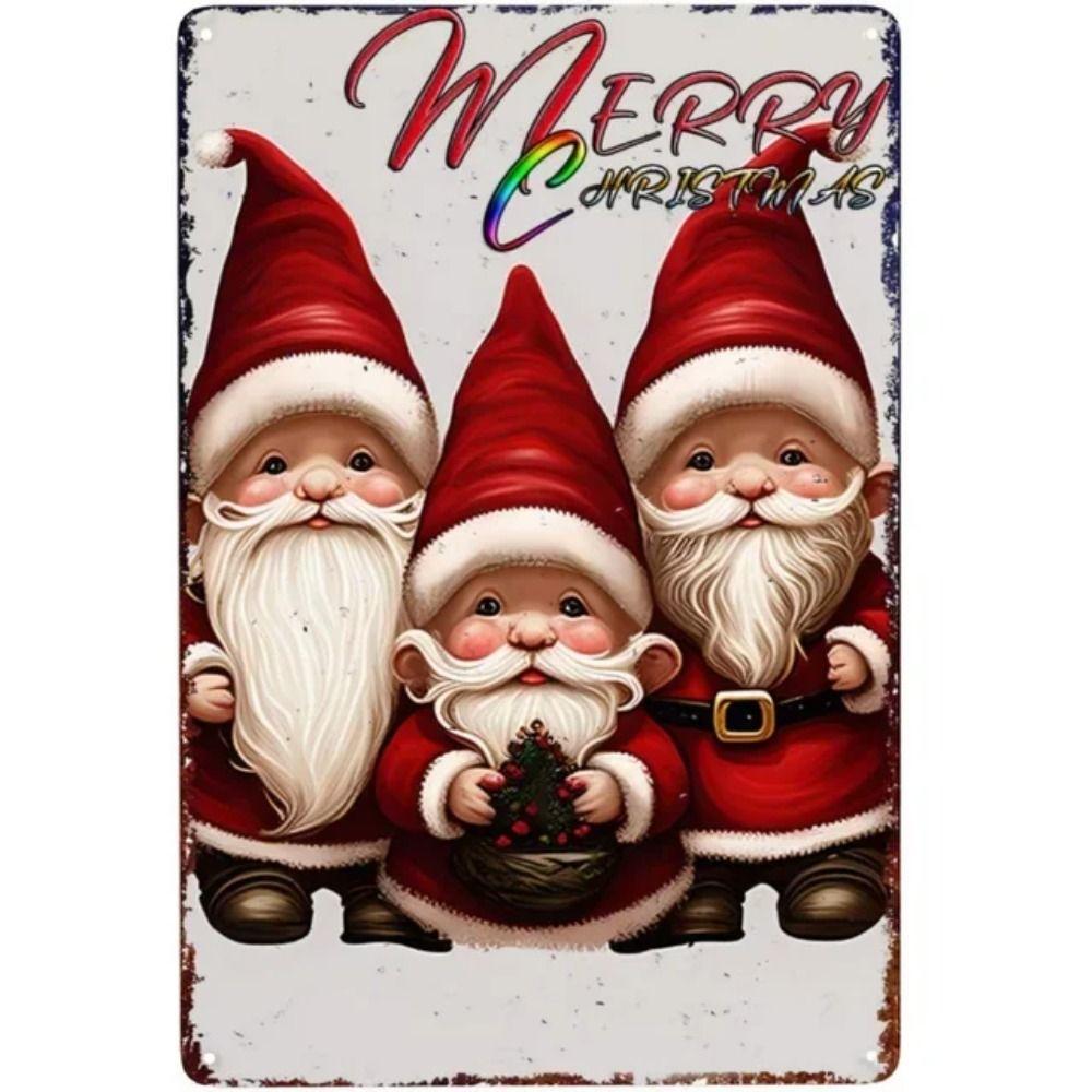 Merry Christmas Santa Metal Sign, Festive Holiday Wall Decor 20x30cm