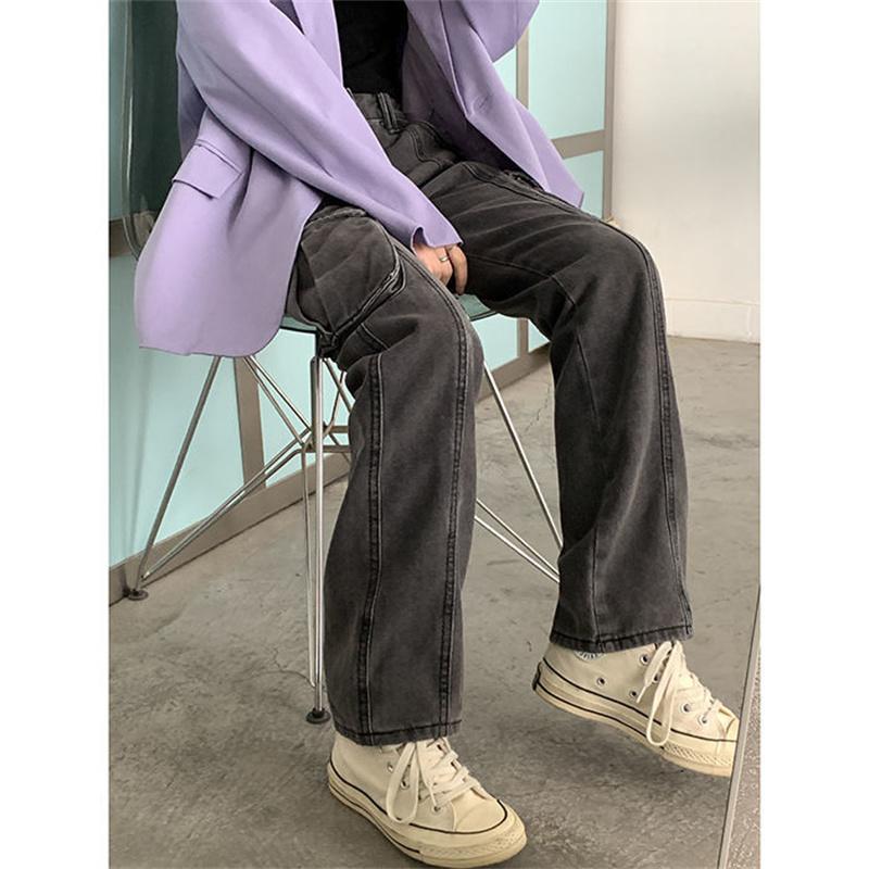 Spring 2022 Womens Fashion High Waist Y2k Women's Wide Leg Jeans Baggy Woman Denim Capris Cargo Pants Jean Mom Jeans Trousers