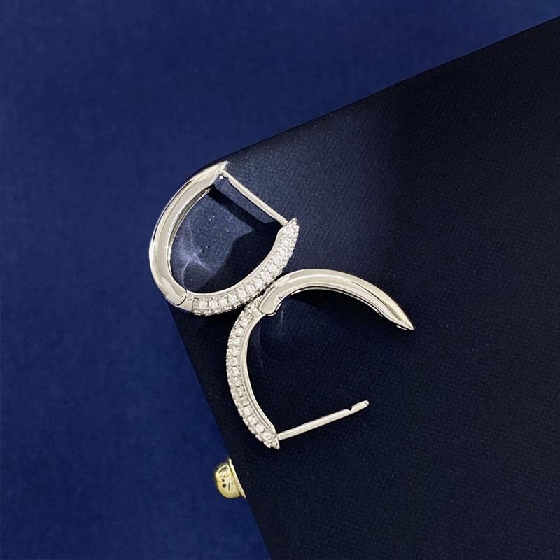 

Аксессуары Ins Серьги Мода Темперамент Простые Маленькие Изысканные Бриллиантовые U-образные Серьги-гвоздики Женские серебряный