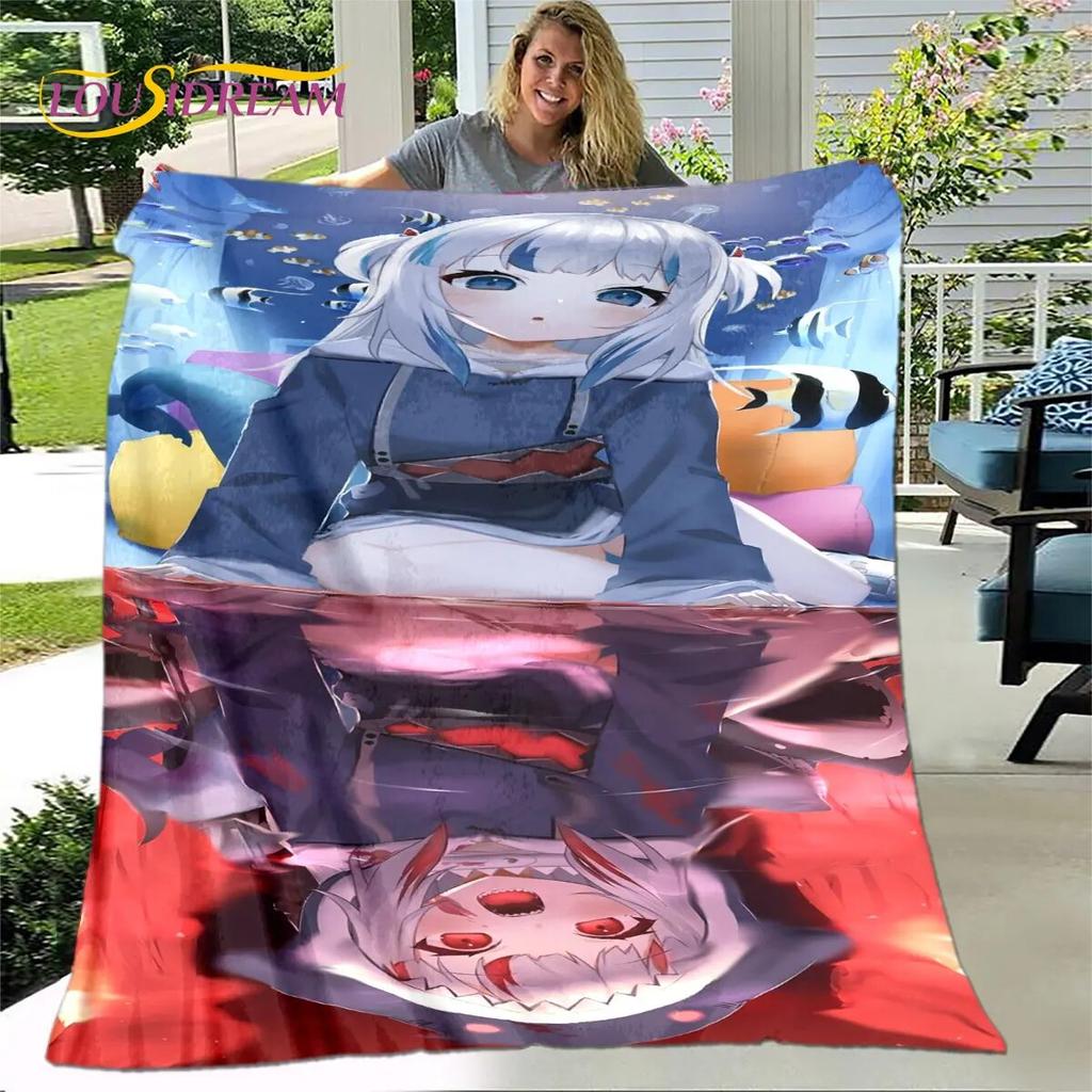 Gawr Gura Hololive Cute Anime Soft Plush Blanket,Flannel Blanket Throw Blanket for Living Room Bedroom Bed Sofa Picnic Cover Kid