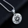 Hip Hop Fashion Men's Necklace Viking Compass Pendant Retro Silver Stainless Steel Chain Punk Jewelry Gift