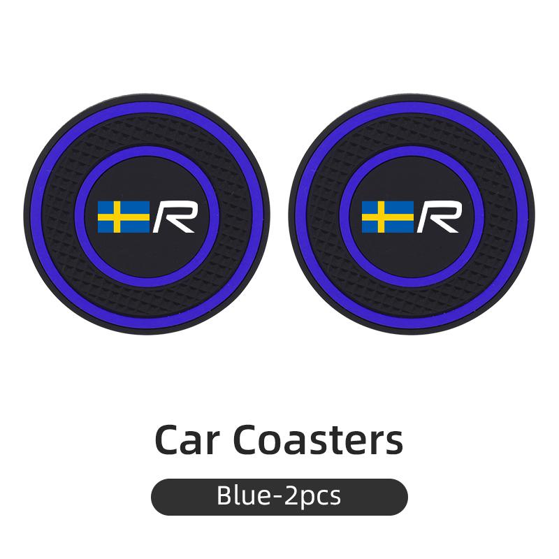 

2PCS Car Sticker Coaster Water Cup Holder Anti-slip Pad Mat For Volvo Rdesign XC90 S60 XC40 EX90 XC60 V70 S80 S40 V50 V40