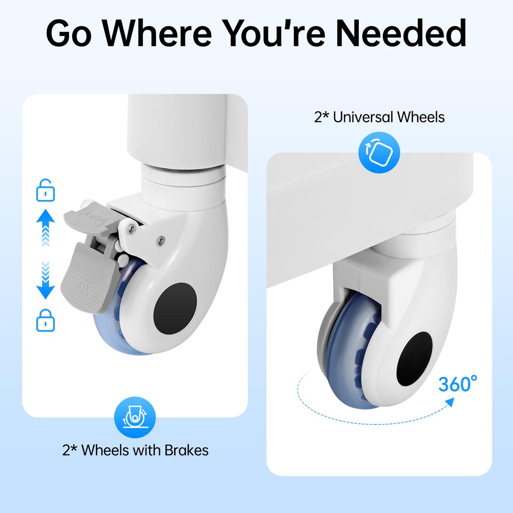 Beauty Trolley Cart ABS Mobile Storage Organizer with 3 Drawers, 30kg Load & 4 Wheels for Salon Clinic Spa