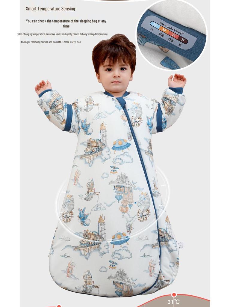 Detachable Washable Toddler Sleeping Bag - Autumn/Winter Down Cotton, Anti-Kick, Anti-Startle, Thickened Quilted Design