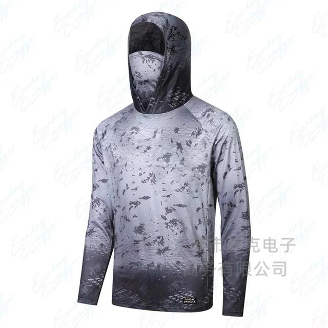 Men's sunscreen clothing summer UV protection breathable quick drying outdoor fishing clothing Luya fishing clothing hooded with mask
