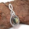 Pendant Silver  Peridot Labradorite Gemstone Jewelry Sterling 2.5" Fiery